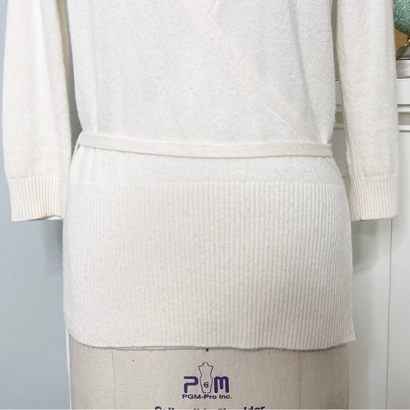 PURE Collection Cashmere Cream Wrap Front Sweater Tie Waist 4 Small - Picture 3 of 9